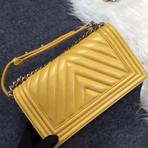 2016 Chanel LE Boy Flap Shoulder Bag Original sheepskin Leather A92058 Yellow
