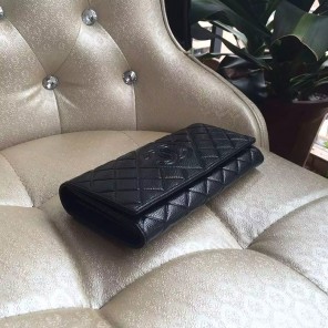 2016 Chanel Matelasse Bi-Fold Wallet Original Caviar leather A80696 Black