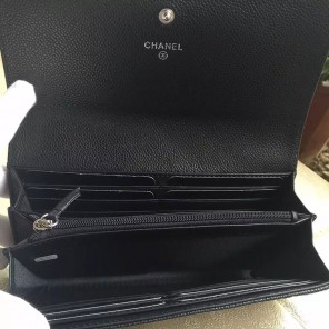 2016 Chanel Matelasse Bi-Fold Wallet Original Caviar leather A80696 Black