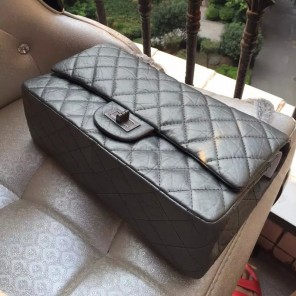 2016 Chanel Original Glazed Crackled Leather Classic Flap Bag A28668 Gray