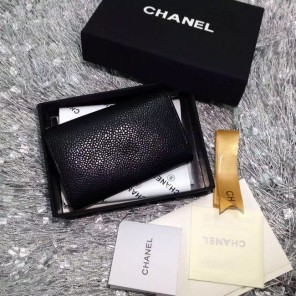 2016 Chanel key wallet Caviar leather Black