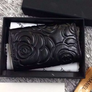 2016 Chanel key wallet sheepskin leather Black