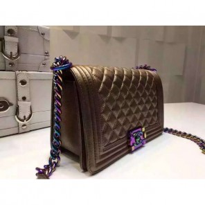 2016 LE Boy Chanel Flap Shoulder Bag Original Deer Leather A67086 Bronze