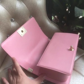 2016 LE Boy Chanel Flap Shoulder Bag Original Sheepskin Leather A67086 Pink