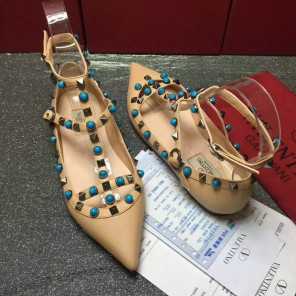 2016 New Valentino women Flat shoes in Litchi stripes leather