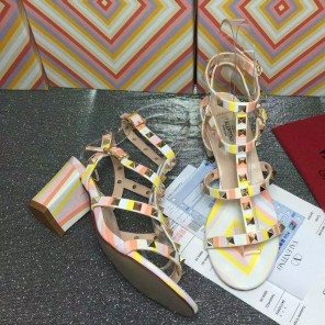 2016 Valentino women Sandals shoes with Rivet Heel Height 6.5cm