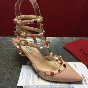 2016 Valentino women shoes with rivet Heel Height 6.5cm