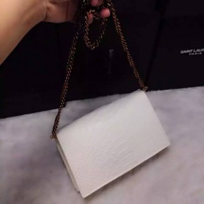 2016 YSL Dinner clutch shoulder bag 311218 White with Bronze