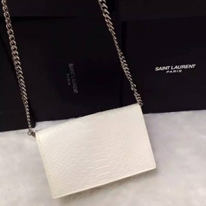 2016 YSL Dinner clutch shoulder bag 311218 White with Silver