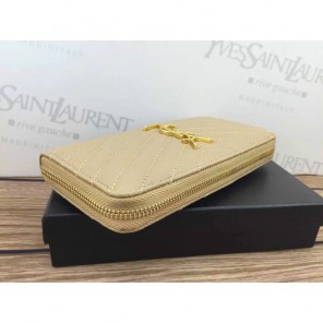 2016 YSL Zippy Wallet Original Caviar leather 241150 Apricot