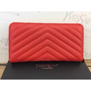 2016 YSL Zippy Wallet Original Caviar leather 241150 Red