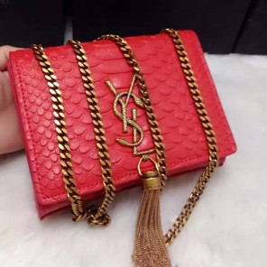2016 YSL shoulder bag 311248 Red with Bronze
