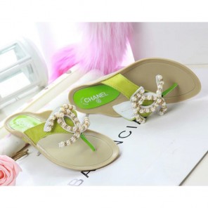 2016 chanle Flip-flops shoes with Pearl