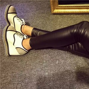 2016 chanle wedge heel shoes in denim