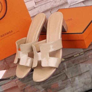 2016 hermes classic women Slippers in Patent leather