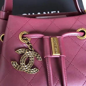 2017 Chanel Burgundy Original Nubuck Leather Bucket bag A98151