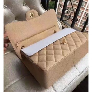 2017 Chanel Classic Flap Bag 1113 Apricot Original Caviar leather Gold Hardware