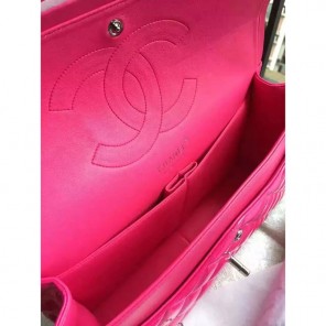 2017 Chanel Classic Flap Bag Original Rose Patent Leather 1113 Silver hardware