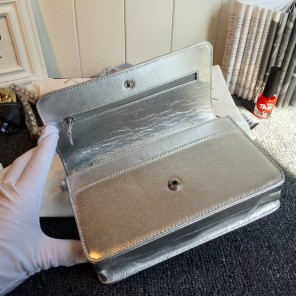 2017 Chanel Flap Shoulder Bag Silver Sheepskin Leather A33817 Silver