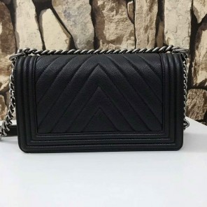 2017 Chanel Le Boy Flap Shoulder Bag Original Caviar Leather Black A67086