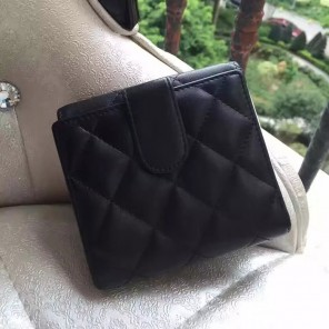 2017 Chanel Matelasse Tri-Fold Wallet Original Leather A50099 Black