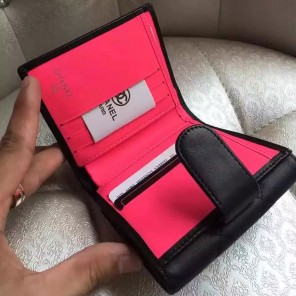 2017 Chanel Matelasse Tri-Fold Wallet Original Leather A50099 Black