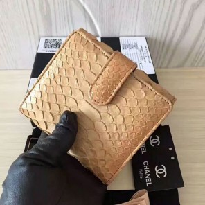 2017 Chanel Matelasse Tri-Fold Wallet Original python leather A48980