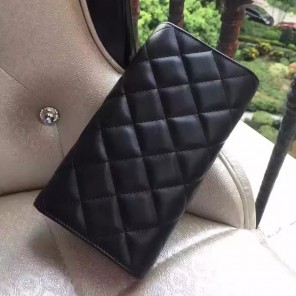 2017 Chanel Tri-Fold Wallet Original Leather A46473 Black