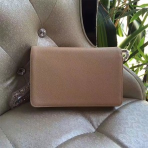 2017 Chanel WOC A33814 Apricot Original Caviar Leather Mini Flap Bag Silver