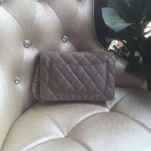 2017 Chanel WOC A33814 Grey Original Caviar Leather Mini Flap Bag Gold