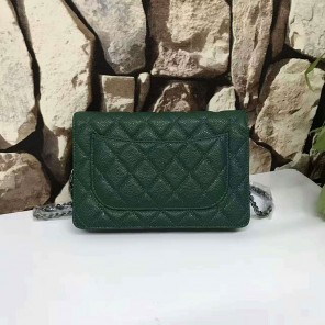 2017 Chanel WOC A33815 Green Original Caviar Leather Flap Shoulder Bags Silver