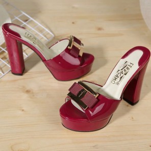 2017 Ferragamo women high-heeled shoes in Patent leather