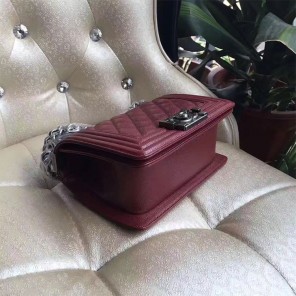 2017 Le Boy Chanel Flap Shoulder Bag Original Caviar Leather A67085 Claret