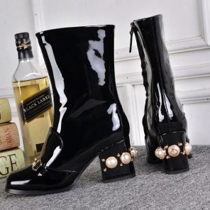 2017 gucci women Boots shoes in Patent leather Heel Height 7cm