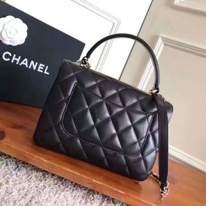 2018 Chanel Classic Top Handle Bag Original Lambskin Leather