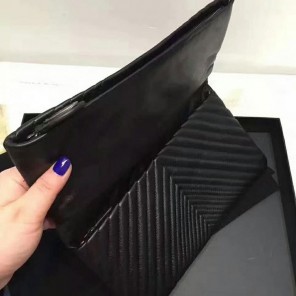 2018 Chanel Clutch Original Grained Calfskin Leather A67011 Black