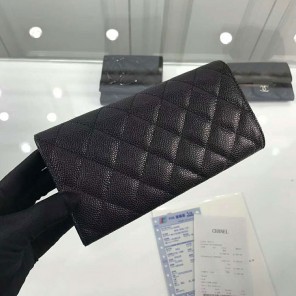 2018 Chanel Matelasse Bi-Fold Wallet Original Calfskin leather A80758 Black