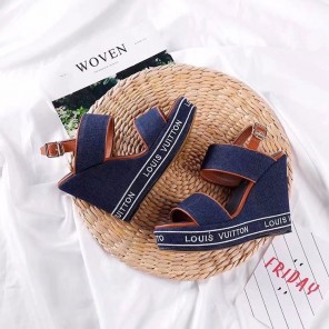 2018 Louis vitton women Sandal in denim Heel 12cm