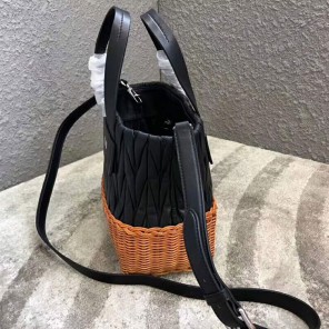 2018 MiuMiu NAPPA LEATHER AND WICKER BAG