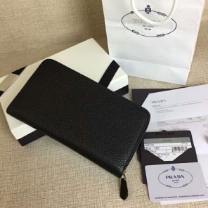 2018 Prada Men large Grained calf leather wallet