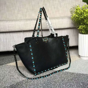 2018 Valentino ROCKSTUD NOIR MEDIUM TOTE 0973