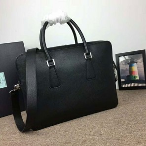 2018 prada Men leather briefcase