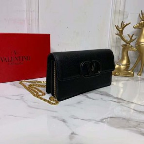 2020 VALENTINO VSLING GLOSSY CALFSKIN WALLET WITH CHAIN STRAP
