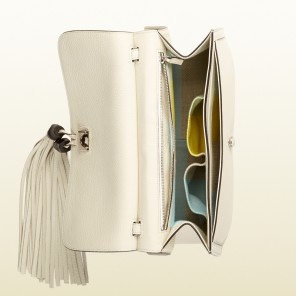 Bamboo daily leather flap shoulder bag