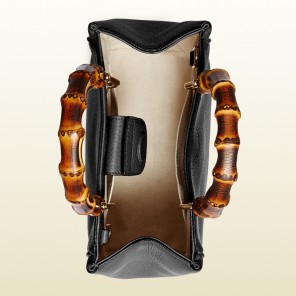 Bamboo shopper mini leather top handle bag