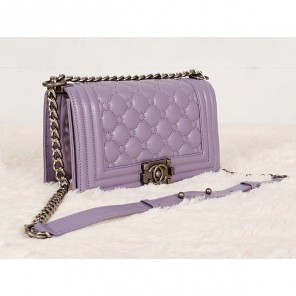 Boy Chanel Flap Bag in Lambskin Leather A66308 Lavender