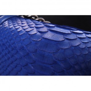 Boy Chanel Flap Shoulder Bag Genuine Python Leather A37003 Blue
