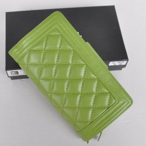 Boy Chanel Matelasse Continental Wallet A082 Light Green
