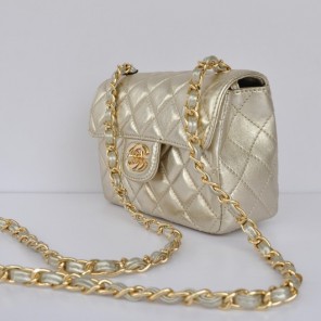 Chanel 1115 mini Classic Flap Bag Sheepskin Leather light gold in Gold
