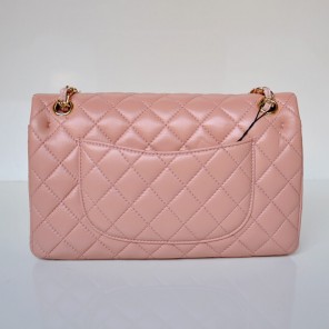 Chanel 2.55 Classic Flap Bag Sheepskin Leather in Pink with Gold Hardware
